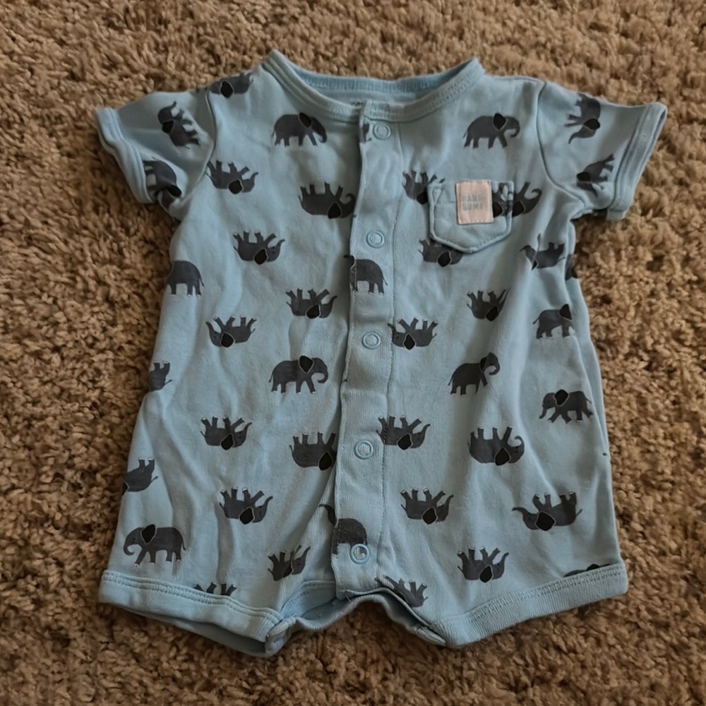 Carter's Blue Elephant Print Bodysuit